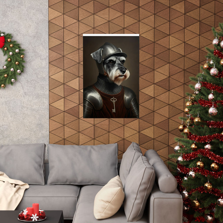 Miniature Schnauzer Medieval Knight Portrait Matte Poster, Regal Dog Art Print, Miniature Schnauzer Lover Gift, Wall Art