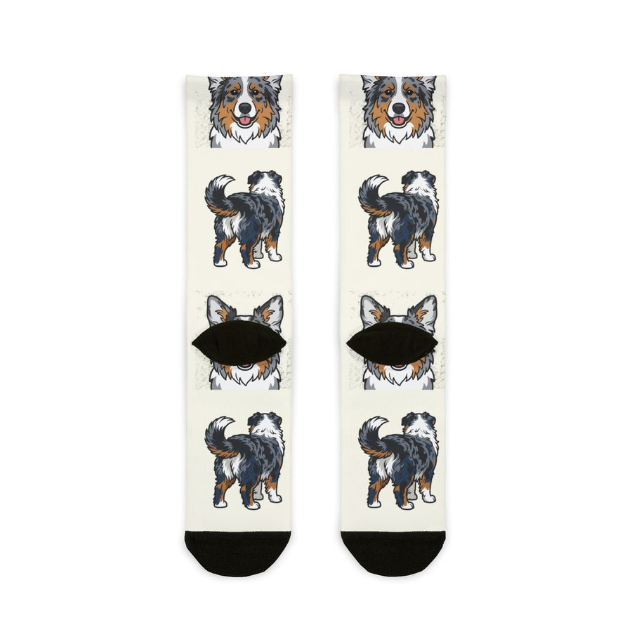 Australian Shepherd Socks | Fun All Over Print Dog Socks | Aussie Mom Gift | Cute Crew Socks for Dog Lovers | Stocking Stuffer