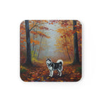 Acrylic Siberian Husky - Autumn Woods | Cork Back Coaster