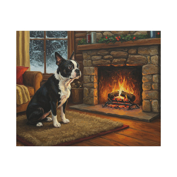 Boston Terrier Wall Art Canvas Print, Dog Lover Gift, Pet Portrait Acrylic Painting Home Decor, Cute Animal Art Gift