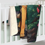 German Shepherd Low Poly Forest Sherpa Fleece Blanket | Dog Lover Gift