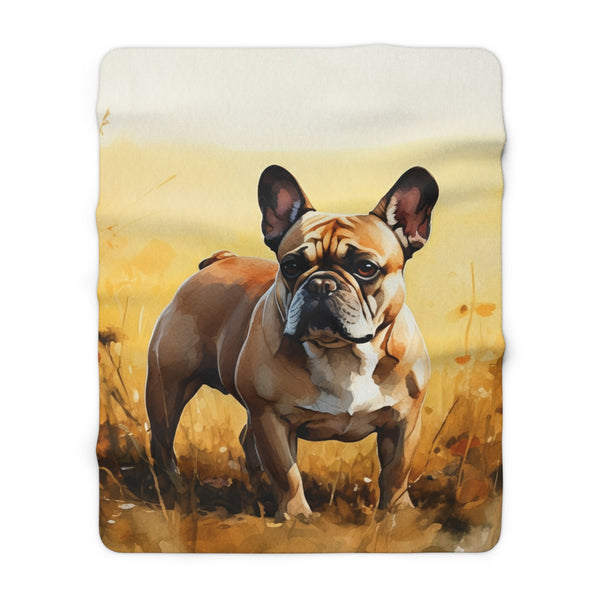 French Bulldog Watercolor Meadow Golden Throw Blanket | Premium Dog Prints | Tritan