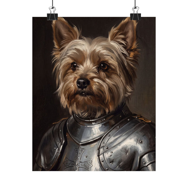 Yorkshire Terrier Medieval Knight Portrait Matte Poster, Regal Dog Art Print, Yorkshire Terrier Lover Gift, Wall Art