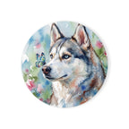 Siberian Husky Watercolor Drink Coaster by Tritan — front studio view