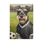 Miniature Schnauzer Soccer Portrait Oil Painting Canvas Wall Art, Schnauzer Dog Lover Gift, Pet Decor, Sports Fan Home Decor