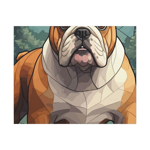 English Bulldog Stained Glass Canvas Print, Dog Wall Art Decor, Pet Lover Gift, Unique Dog Art, Housewarming Gift