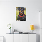 Rottweiler Oil Painting Soccer Portrait Canvas Wall Art Decor | Rottie Dog Lover Gift | Premium Pet Portrait Print