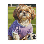 Shih Tzu Oil Painting Soccer Portrait Canvas Wall Art | Dog Lover Gift | Pet Decor | Sports Fan Art