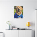 Golden Retriever Oil Painting Soccer Portrait Canvas Wall Art - Dog Lover Gift, Pet Decor for Home, Premium Stretched Canvas Print