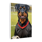 Rottweiler Oil Painting Soccer Portrait Canvas Wall Art Decor | Rottie Dog Lover Gift | Premium Pet Portrait Print
