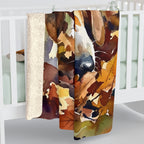 Beagle Watercolor Autumn Path Throw Blanket | Premium Dog Art | Tritan