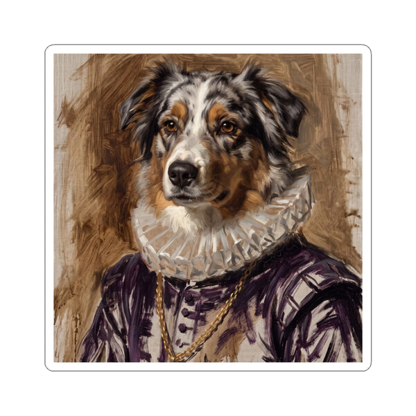 Australian Shepherd Renaissance Royal Portrait Sticker, Dog Portrait Vinyl Decal, Kiss-Cut Sticker, Australian Shepherd Lover Gift