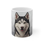 Siberian Husky Low Poly Monochrome Gold Ceramic Mug 11oz | Dog Lover Gift
