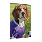 Beagle Soccer Portrait Oil Painting Canvas Print, Dog Wall Art Decor, Pet Lover Gift