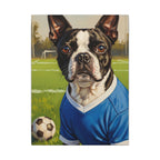 Boston Terrier Oil Painting Soccer Portrait Canvas Wall Art - Dog Lover Gift, Pet Decor, Sports Fan Home Art