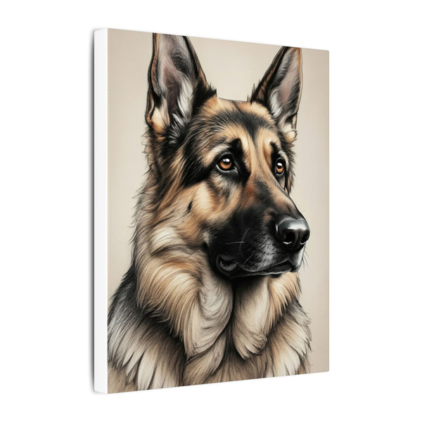 German Shepherd Charcoal Portrait Canvas Wall Art | Dog Lover Gift | Pet Memorial Decor | GSD Art Print