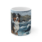 Australian Shepherd Acrylic Gallery Print Coastal Cliffside Coffee Mug | Premium Dog Prints | Tritan — primary view