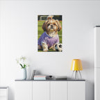 Shih Tzu Oil Painting Soccer Portrait Canvas Wall Art | Dog Lover Gift | Pet Decor | Sports Fan Art