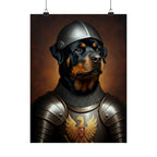 Rottweiler Medieval Knight Portrait Matte Poster, Regal Dog Art Print, Rottweiler Lover Gift, Wall Art