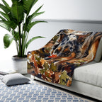 Australian Shepherd Watercolor Autumn Path Throw Blanket | Premium Dog Art | Tritan