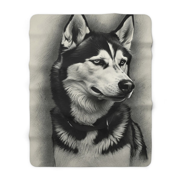 Siberian Husky Charcoal Portrait Throw Blanket | Premium Dog Prints | Tritan