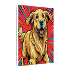 Golden Retriever Comic Pop Art Canvas - Dynamic Dog Print with Retro Halftone Style