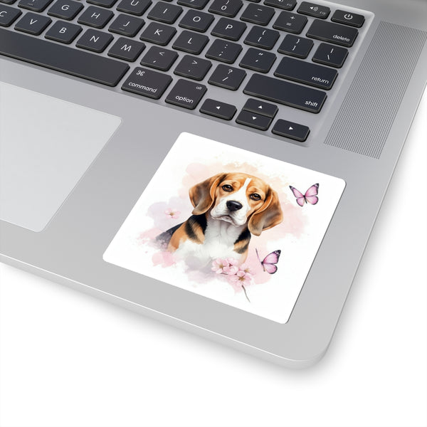 Beagle Watercolor Butterfly Bloom Kiss-Cut Stickers | Premium Dog Prints | Tritan — Lifestyle View