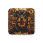 Rottweiler Stained Glass Warm Jewel Cork Back Coaster | Dog Lover Gift
