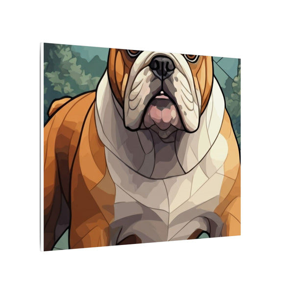 English Bulldog Stained Glass Canvas Print, Dog Wall Art Decor, Pet Lover Gift, Unique Dog Art, Housewarming Gift