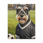 Miniature Schnauzer Soccer Portrait Oil Painting Canvas Wall Art, Schnauzer Dog Lover Gift, Pet Decor, Sports Fan Home Decor