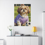 Shih Tzu Oil Painting Soccer Portrait Canvas Wall Art | Dog Lover Gift | Pet Decor | Sports Fan Art