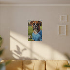 Boxer Dog Oil Painting Soccer Portrait Canvas Wall Art Decor Gift for Dog Lover