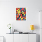 Standard Poodle Pop Art Canvas, Energetic Comic Book Style Print, Retro Halftone Dog Artwork for Modern Decor