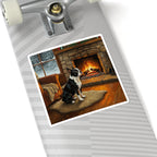 Acrylic Boston Terrier - Winter Hearth | Kiss-Cut Stickers