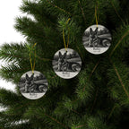 Pack of 3 German Shepherd memorial ornaments on a Christmas tree