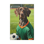 German Shorthaired Pointer Oil Painting Soccer Portrait Wall Art, GSP Dog Lover Gift, Canine Decor, Fetching Football Fan Canvas
