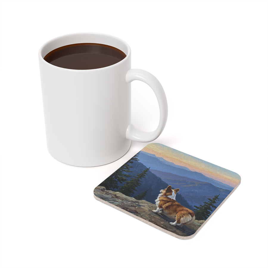 Acrylic Corgi - Mountain Overlook | Cork Back Coaster