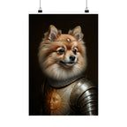 Pomeranian Medieval Knight Portrait Matte Poster, Regal Dog Art Print, Pomeranian Lover Gift, Wall Art