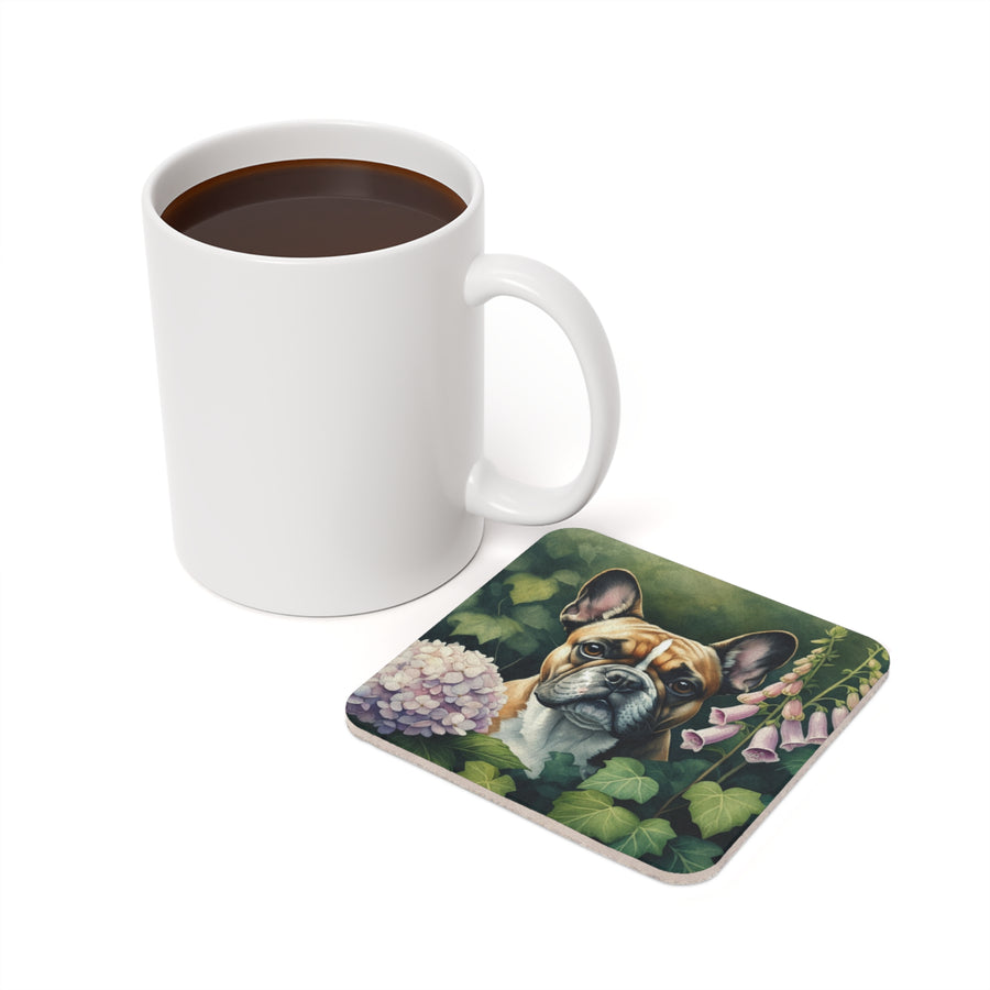 French Bulldog Watercolor Garden Peek Drink Coaster | Premium Dog Prints | Tritan — detail view