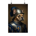 French Bulldog Medieval Knight Portrait Matte Poster, Regal Dog Art Print, French Bulldog Lover Gift, Wall Art