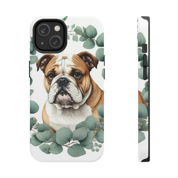 English Bulldog Watercolor Botanical Wreath Phone Case | Premium Dog Prints | Tritan
