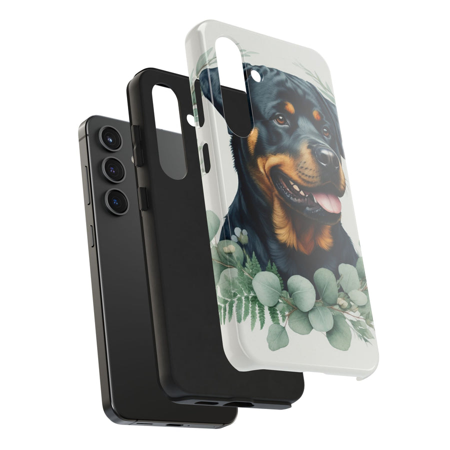 Rottweiler Watercolor Botanical Wreath Phone Case | Premium Dog Prints | Tritan — detail view