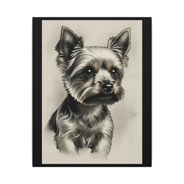 Yorkshire Terrier Charcoal Portrait Canvas Wall Art | Yorkie Dog Lover Gift | Pet Memorial Decor | Stretched Canvas Print