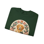 Golden Retriever Folk Paper-Cut Christmas Crewneck Sweatshirt — view 3
