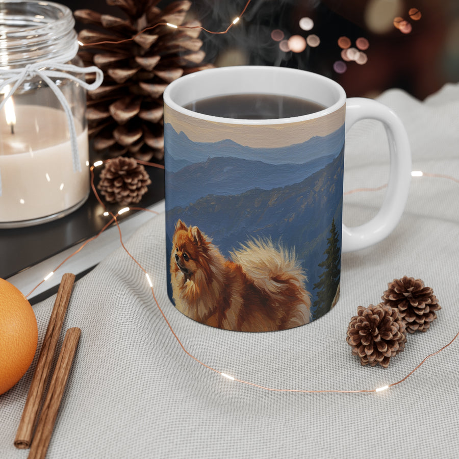 Acrylic Pomeranian - Mountain Overlook | Ceramic Mug 11oz