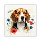 Beagle Watercolor Wildflower Field Kiss-Cut Stickers | Premium Dog Prints | Tritan — primary view
