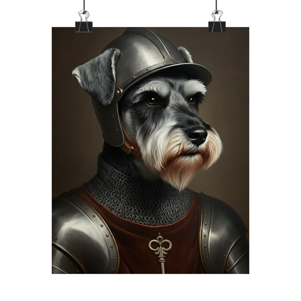 Miniature Schnauzer Medieval Knight Portrait Matte Poster, Regal Dog Art Print, Miniature Schnauzer Lover Gift, Wall Art