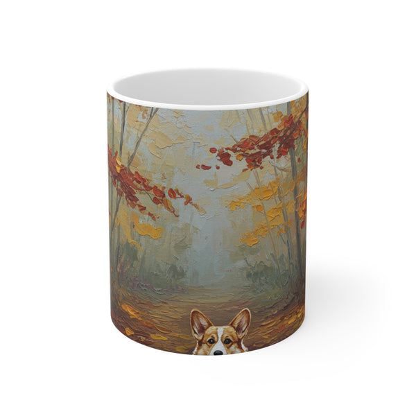 Acrylic Corgi - Autumn Woods | Ceramic Mug 11oz