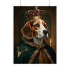 Beagle Kings & Queens Royal Portrait Matte Poster, Regal Dog Art Print, Beagle Lover Gift, Wall Art