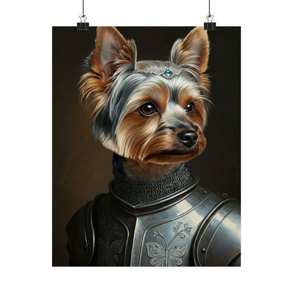Yorkshire Terrier Medieval Knight Portrait Matte Poster, Regal Dog Art Print, Yorkshire Terrier Lover Gift, Wall Art